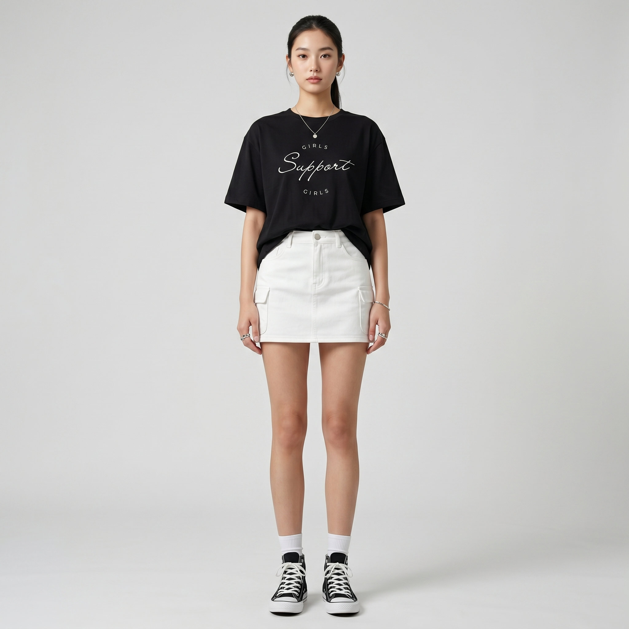 Áo thun nữ LOREN girls support đen A2676