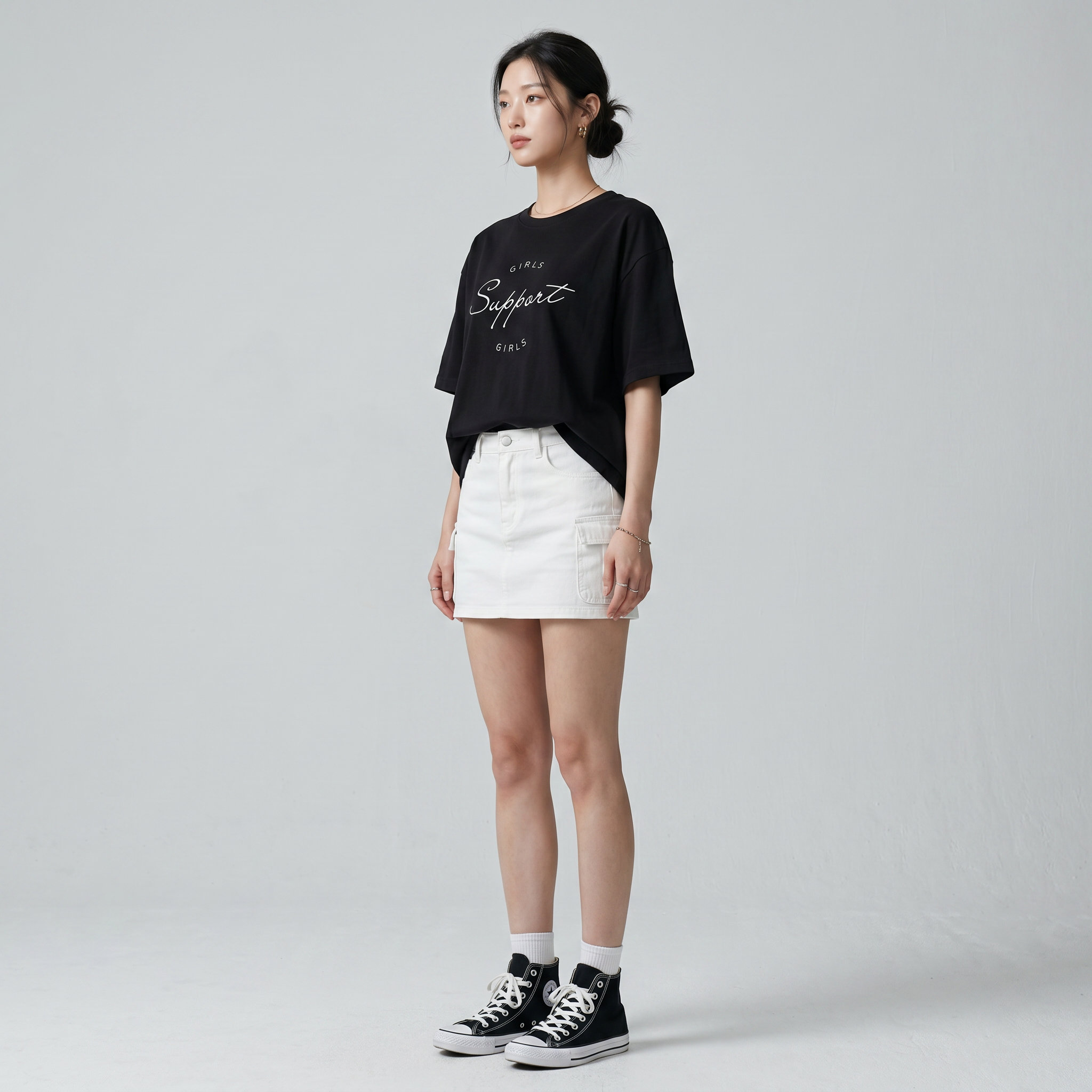 Áo thun nữ LOREN girls support đen A2676