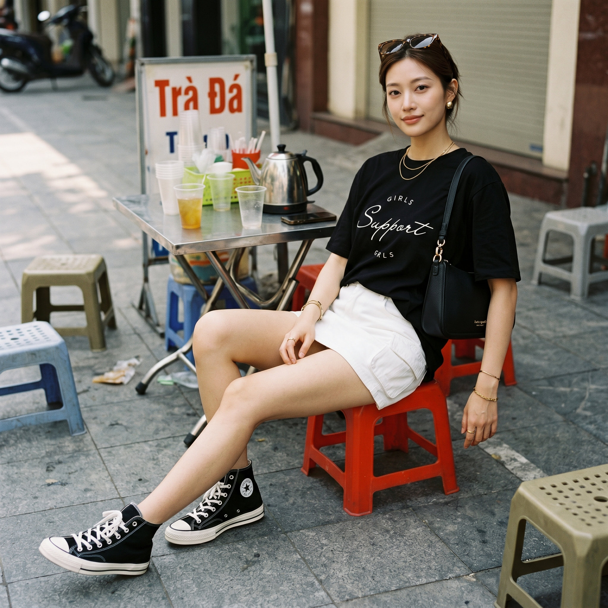 Áo thun nữ LOREN girls support đen A2676