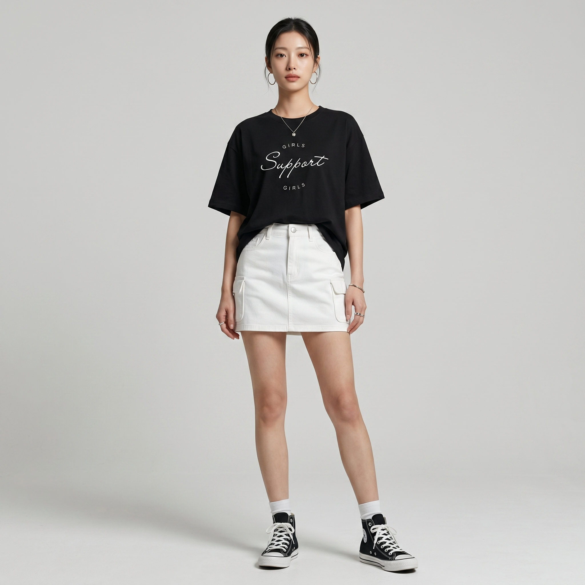 Áo thun nữ LOREN girls support đen A2676