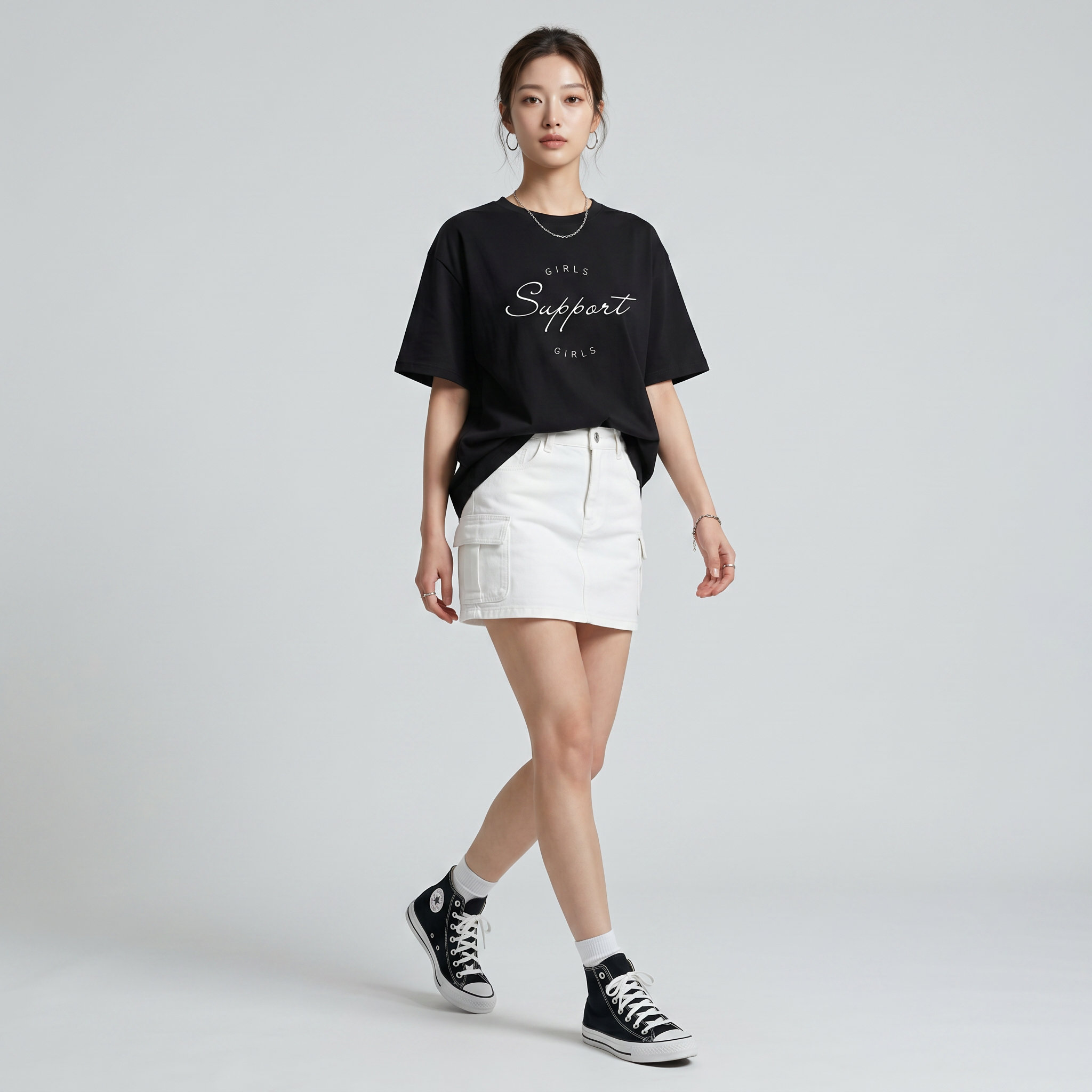 Áo thun nữ LOREN girls support đen A2676