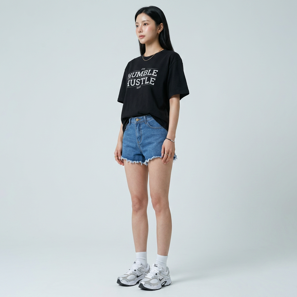 Áo thun nữ LOREN hình chữ đen A2679
