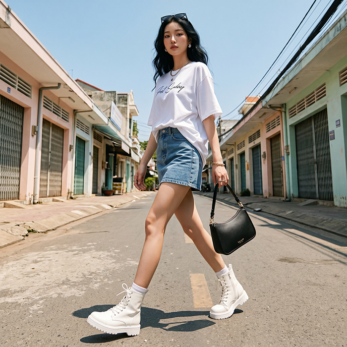 Áo thun nữ LOREN chữ Gust sunday trắng A2744