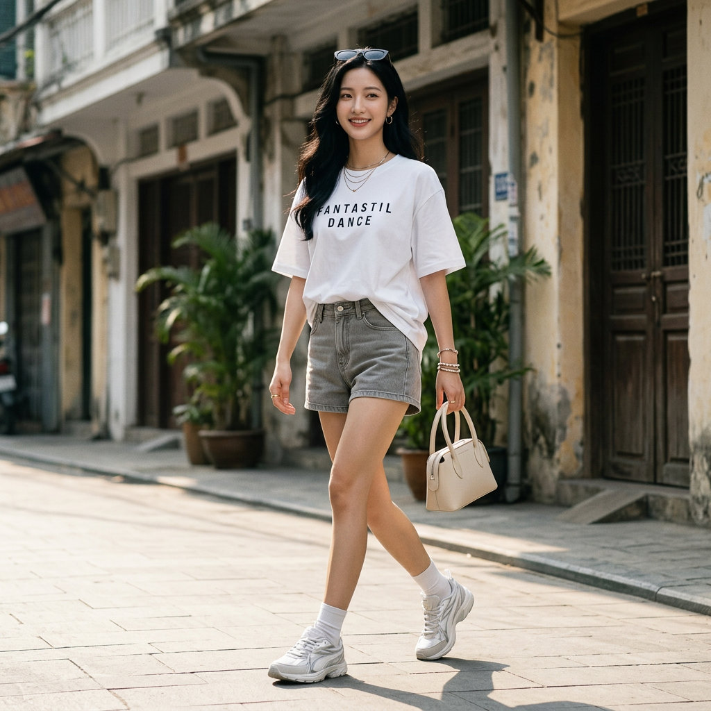 Áo thun nữ LOREN chữ in trắng A2750
