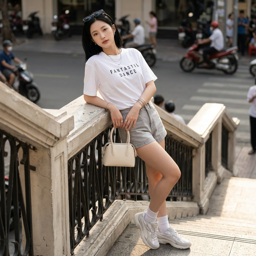 Áo thun nữ LOREN chữ in trắng A2750