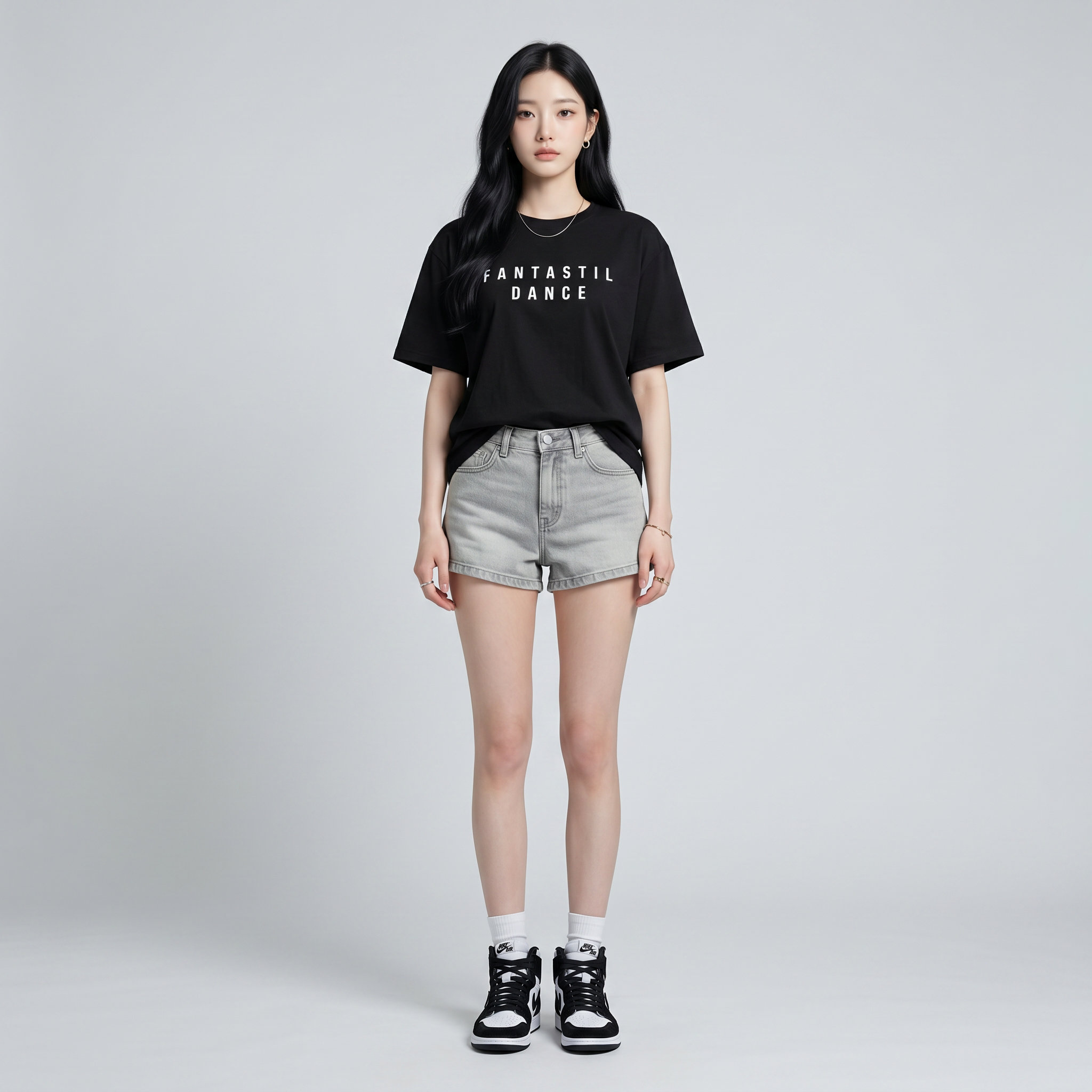 Áo thun nữ LOREN chữ in đen A2751