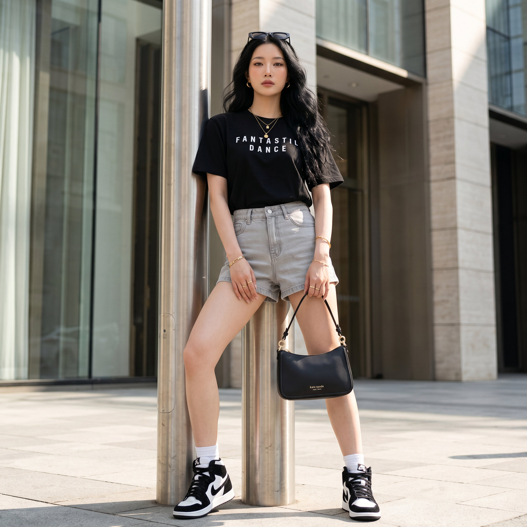 Áo thun nữ LOREN chữ in đen A2751