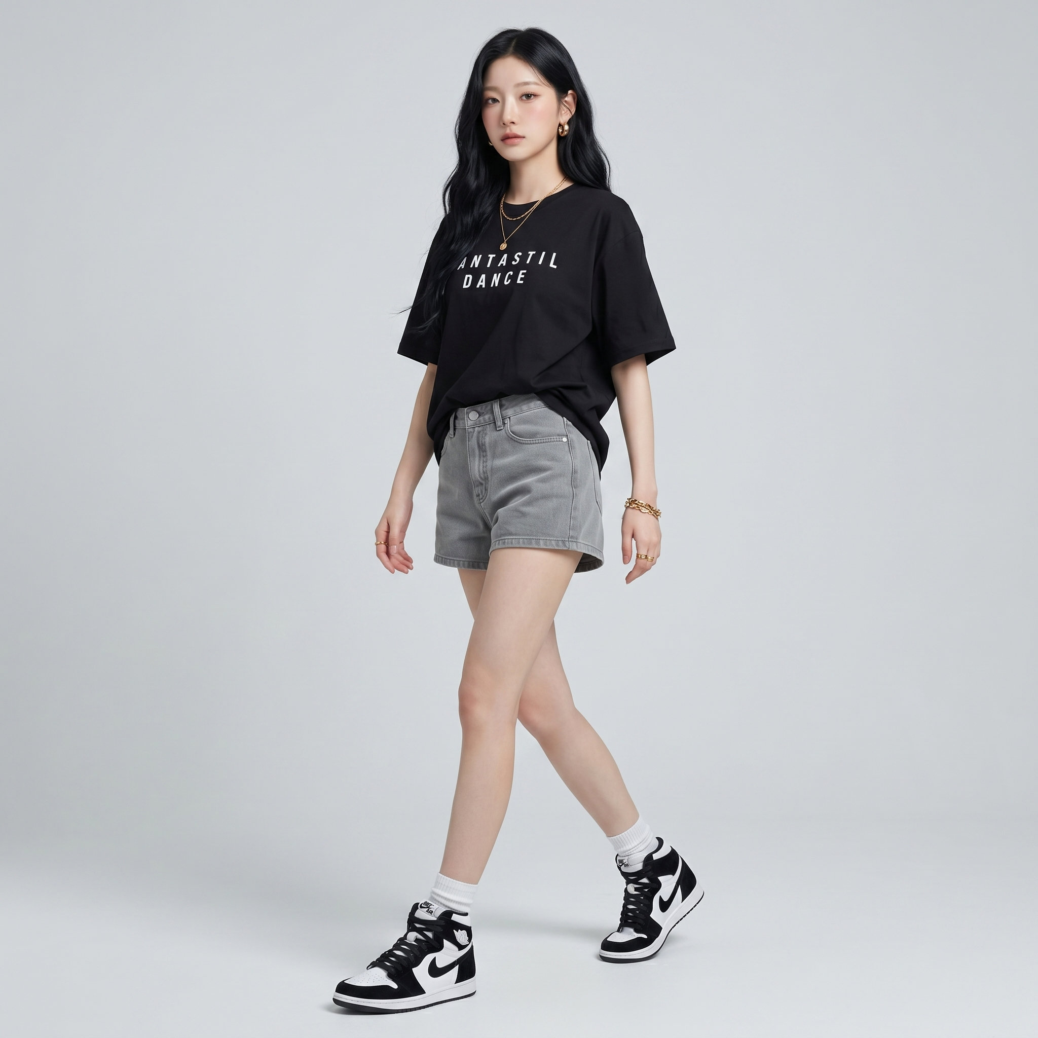 Áo thun nữ LOREN chữ in đen A2751