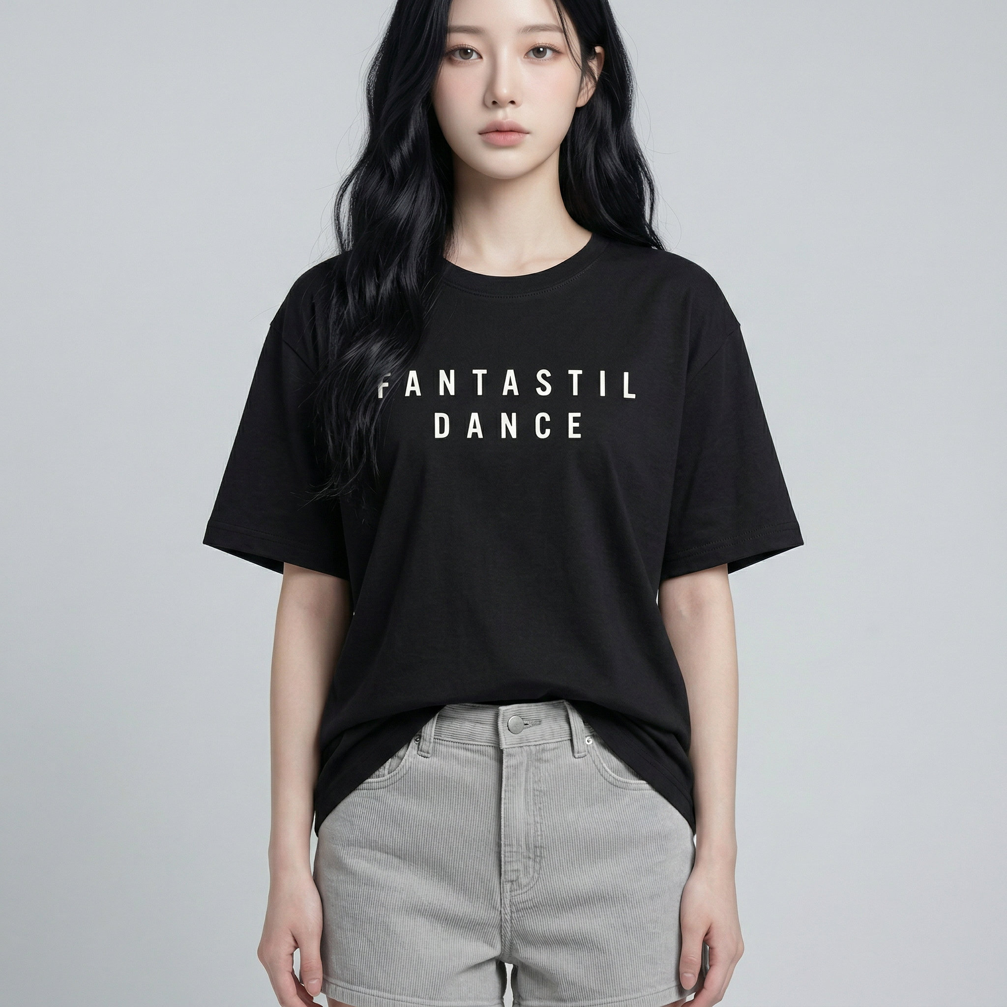 Áo thun nữ LOREN chữ in đen A2751