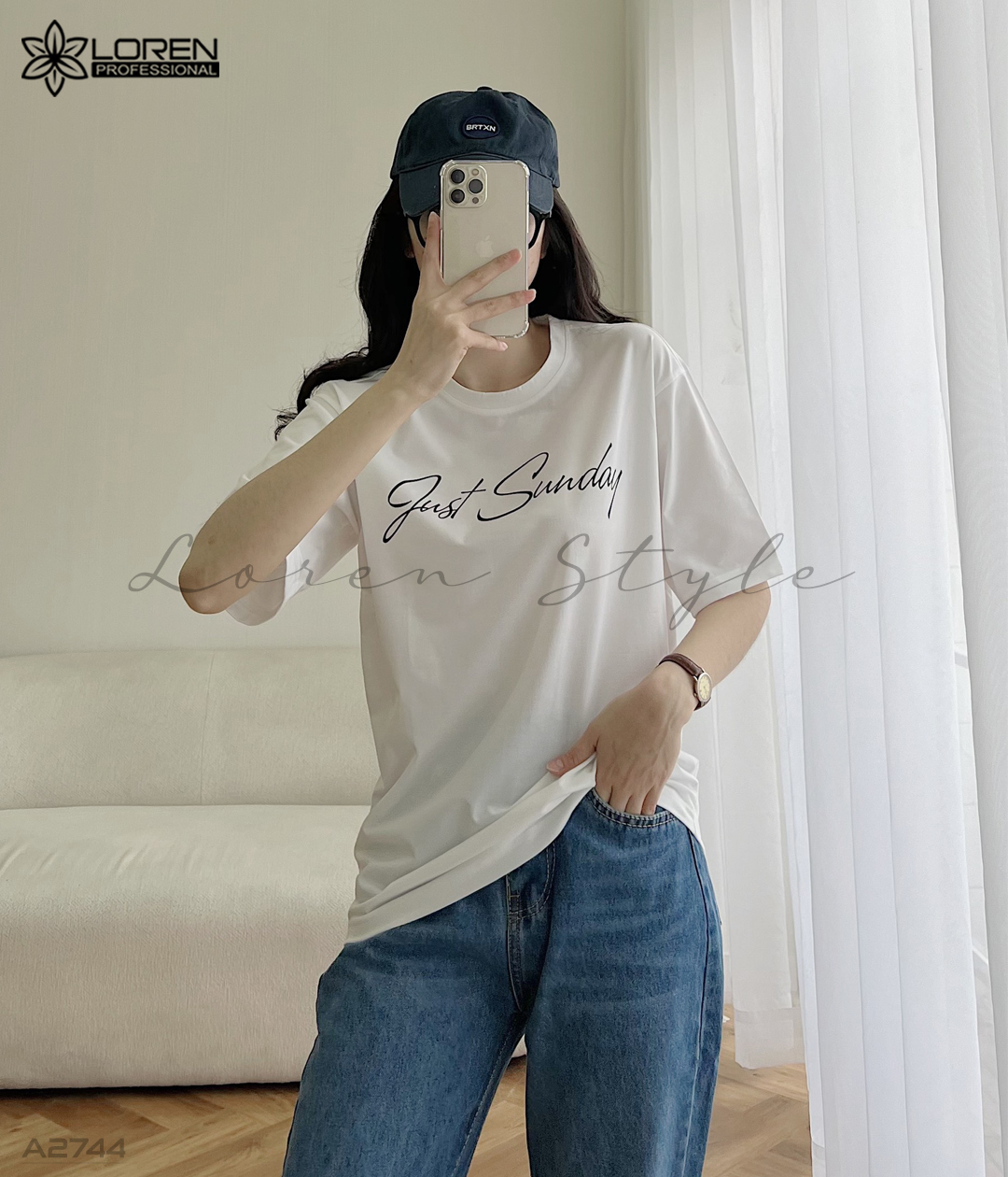 Áo thun nữ LOREN chữ Gust sunday trắng A2744