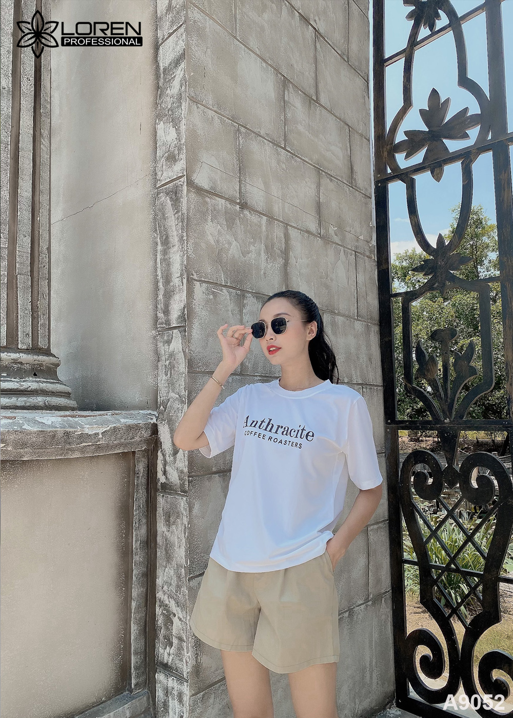 Set quần short áo thun trắng A9052