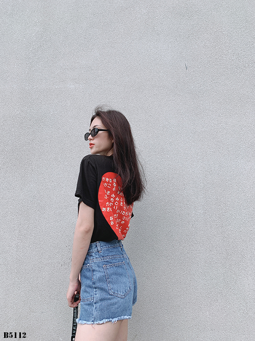 Quần jean short kiểu túi tua xanh B5112