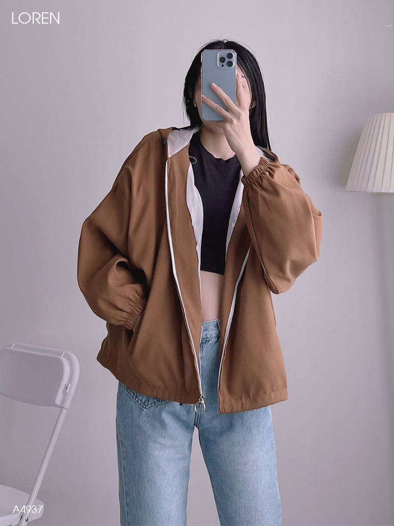 Áo khoác nữ LOREN da lộn tay phồng A4937
