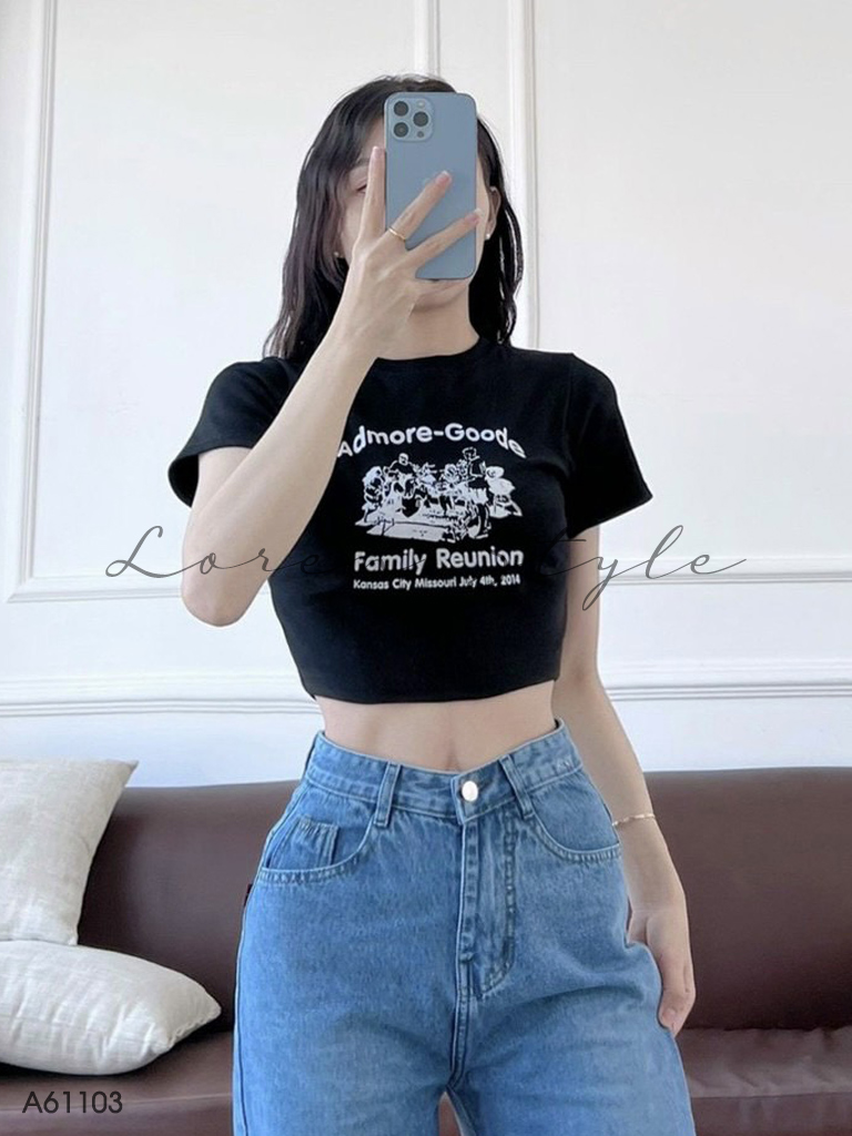 Áo croptop nữ LOREN hình in A61103