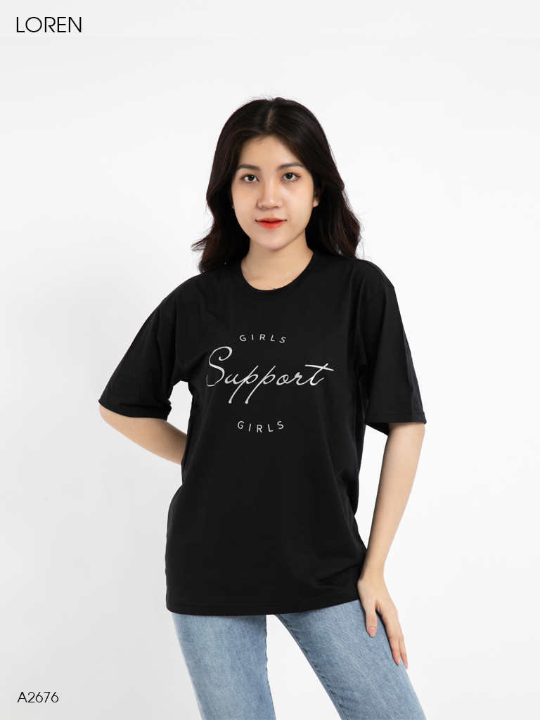 Áo thun nữ LOREN girls support đen A2676