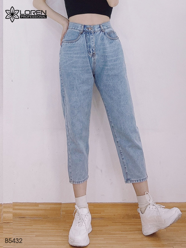 Quần jean baggy LOREN trơn xanh B5432