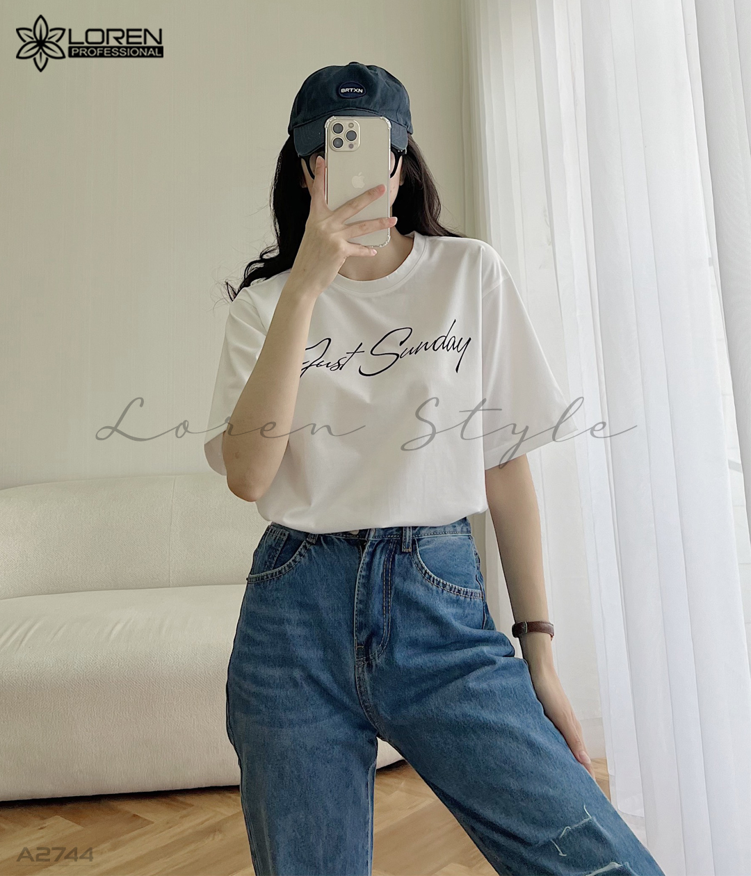 Áo thun nữ LOREN chữ Gust sunday trắng A2744
