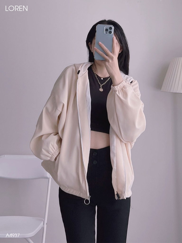 Áo khoác nữ LOREN da lộn tay phồng A4937