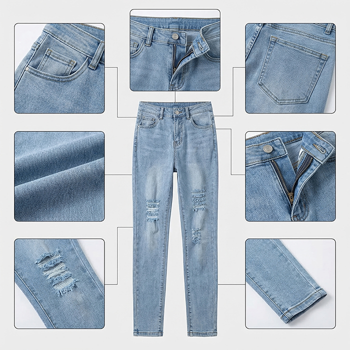 Quần jean skinny LOREN rách xanh B5068