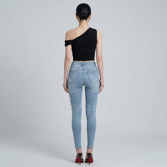 Quần jean skinny LOREN rách xanh B5068