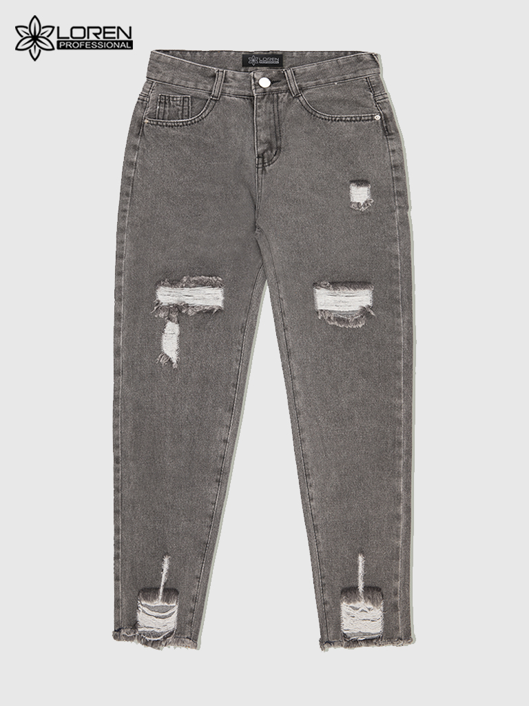 Quần jean baggy LOREN rách tua B51035