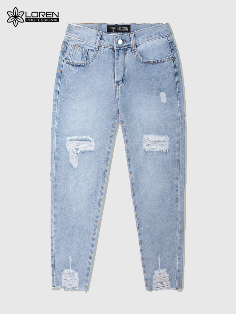 Quần jean baggy LOREN rách tua B51035