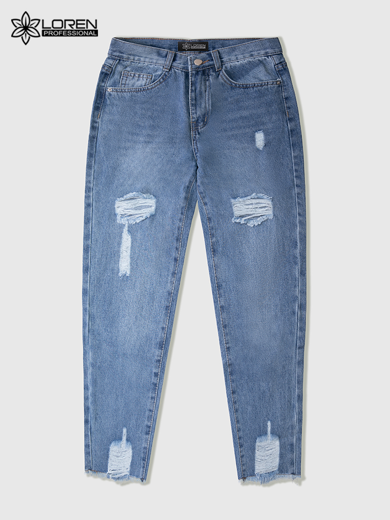 Quần jean baggy LOREN rách tua B51035