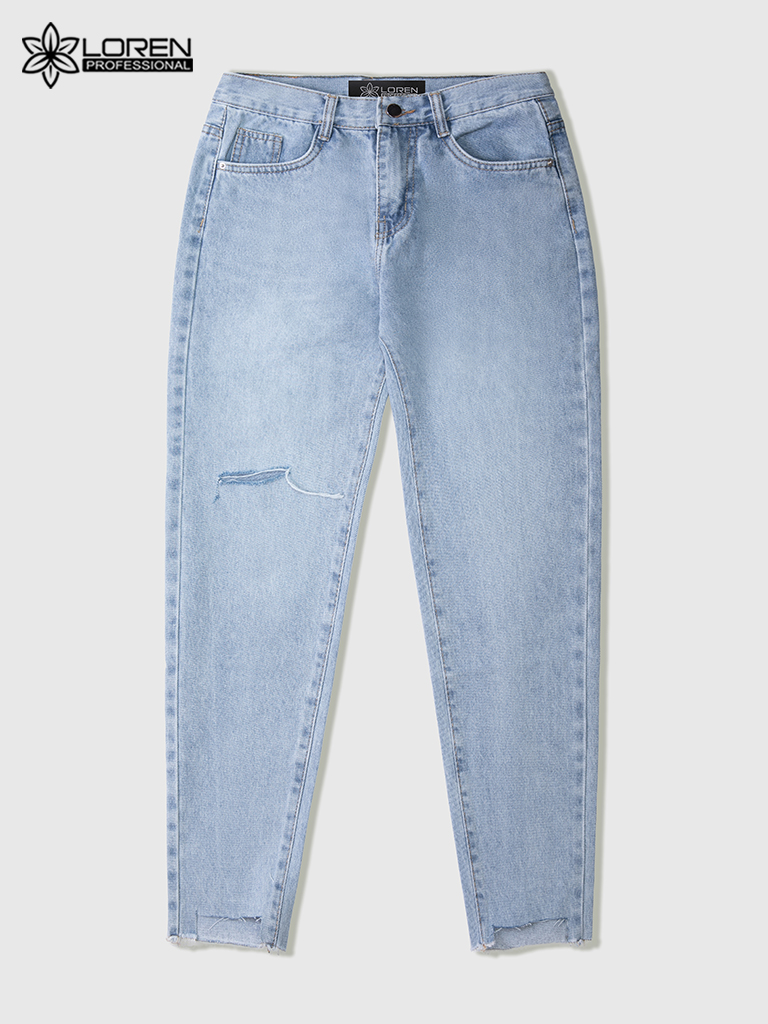Quần jean baggy LOREN rách tua B51036