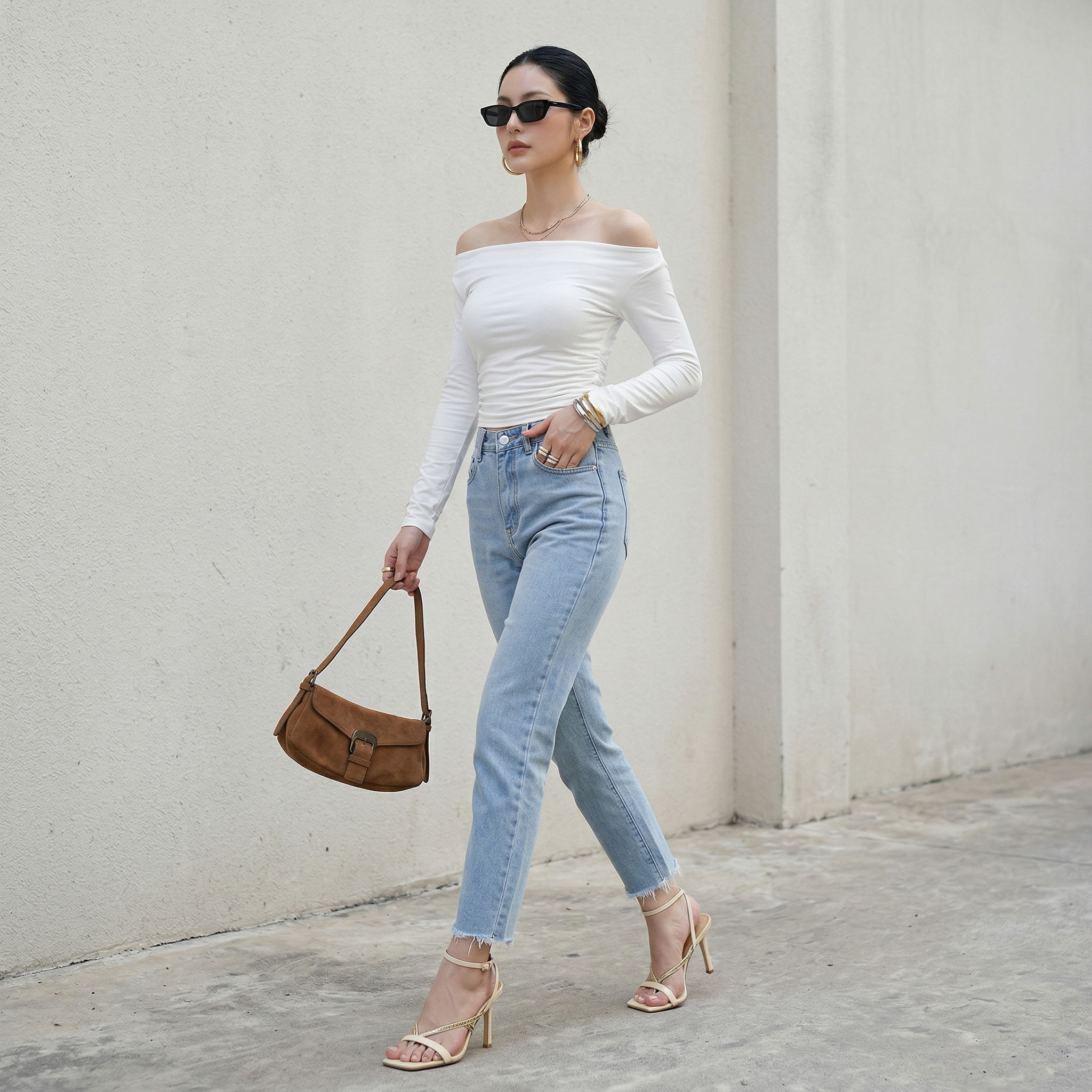 Quần jean baggy LOREN tua B51037