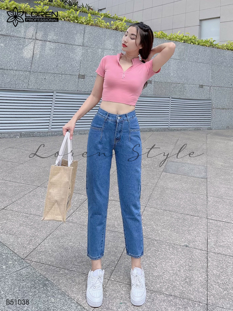 Quần jean baggy LOREN trơn kiểu túi B51038
