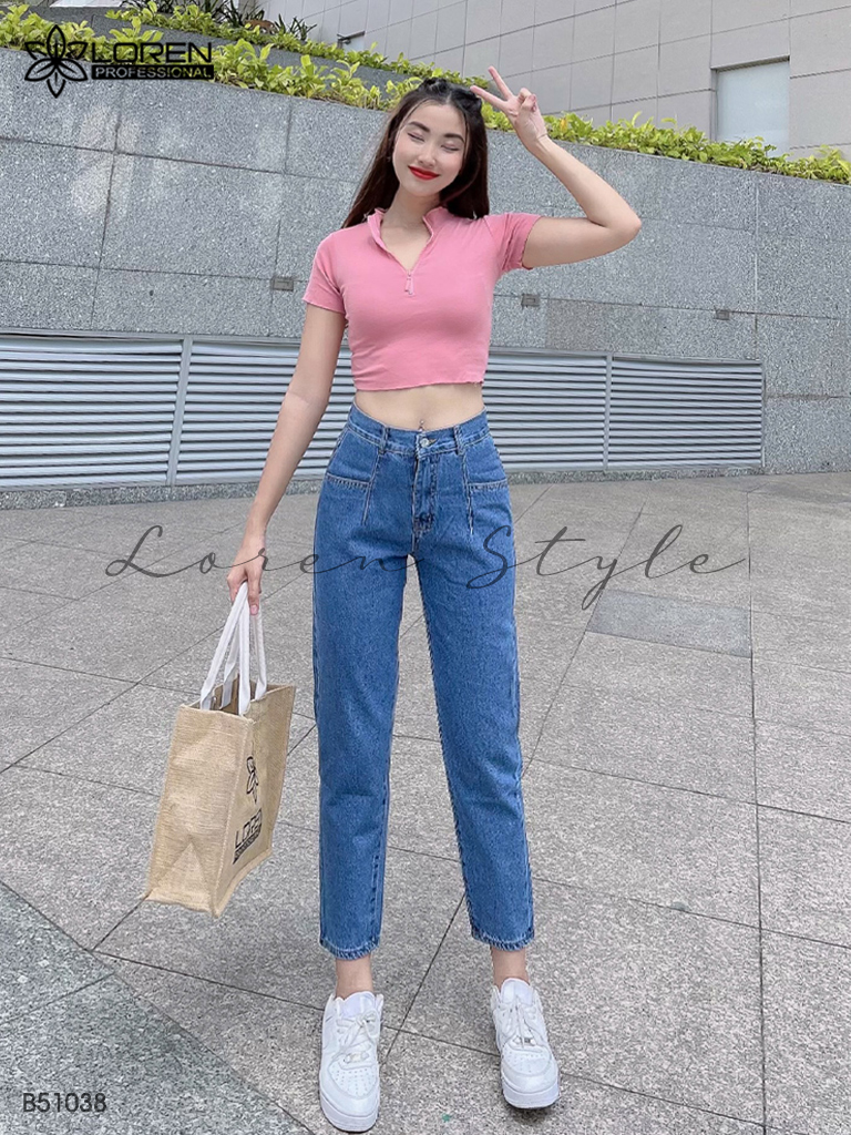Quần jean baggy LOREN trơn kiểu túi B51038