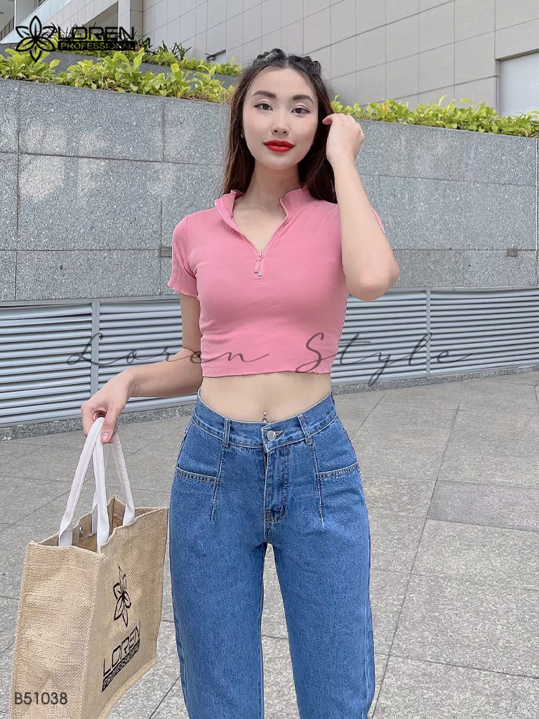 Quần jean baggy LOREN trơn kiểu túi B51038