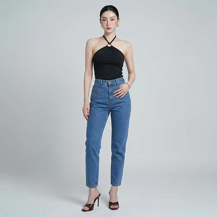 Quần jean baggy LOREN trơn kiểu túi B51038