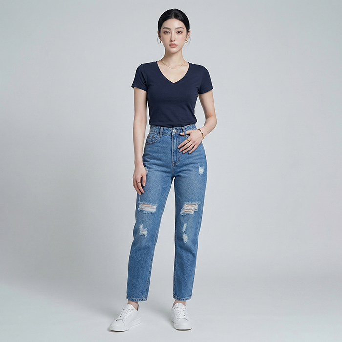 Quần jean baggy LOREN rách B51039