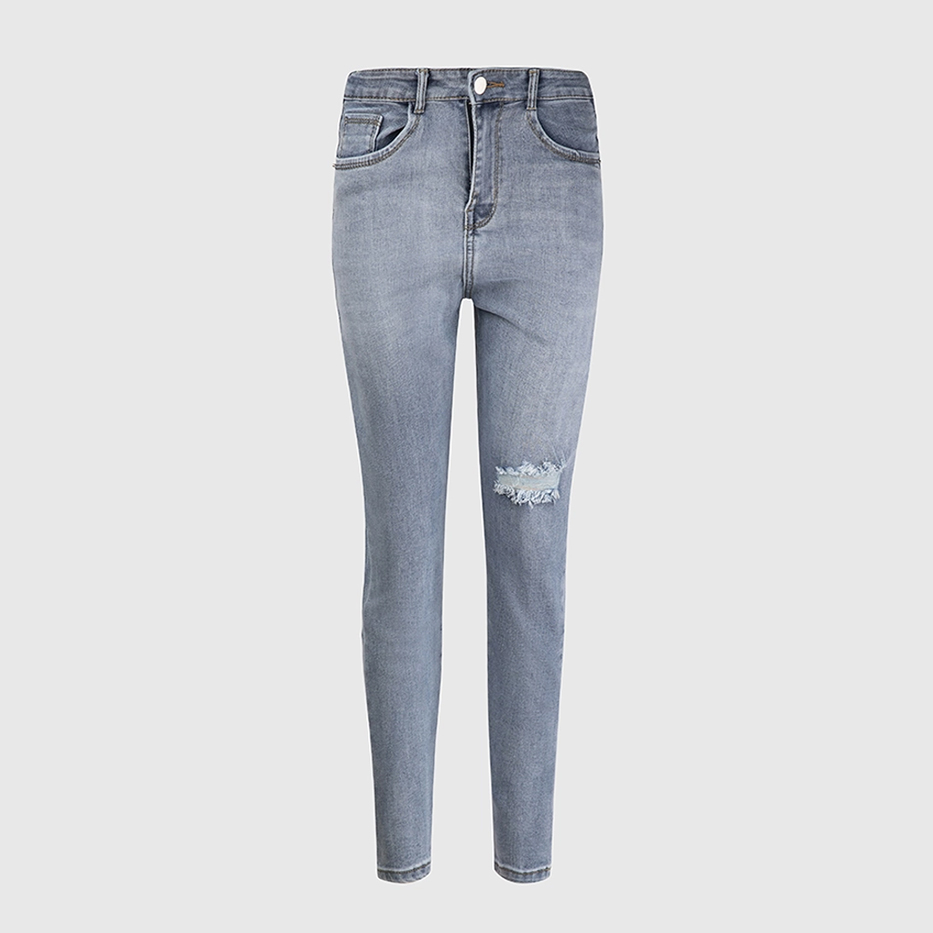 Quần jean nữ skinny LOREN lửng rách gối B51042