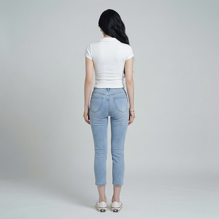 Quần jean nữ skinny LOREN lửng rách gối B51042