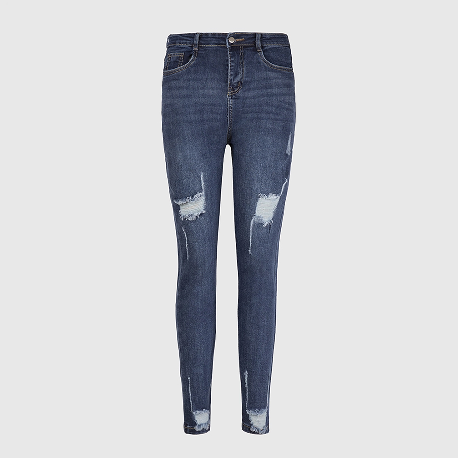 Quần jean nữ skinny LOREN lửng wash rách ống B51043