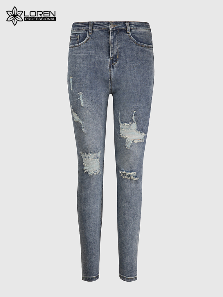 Quần jean nữ skinny LOREN wash rách B51044