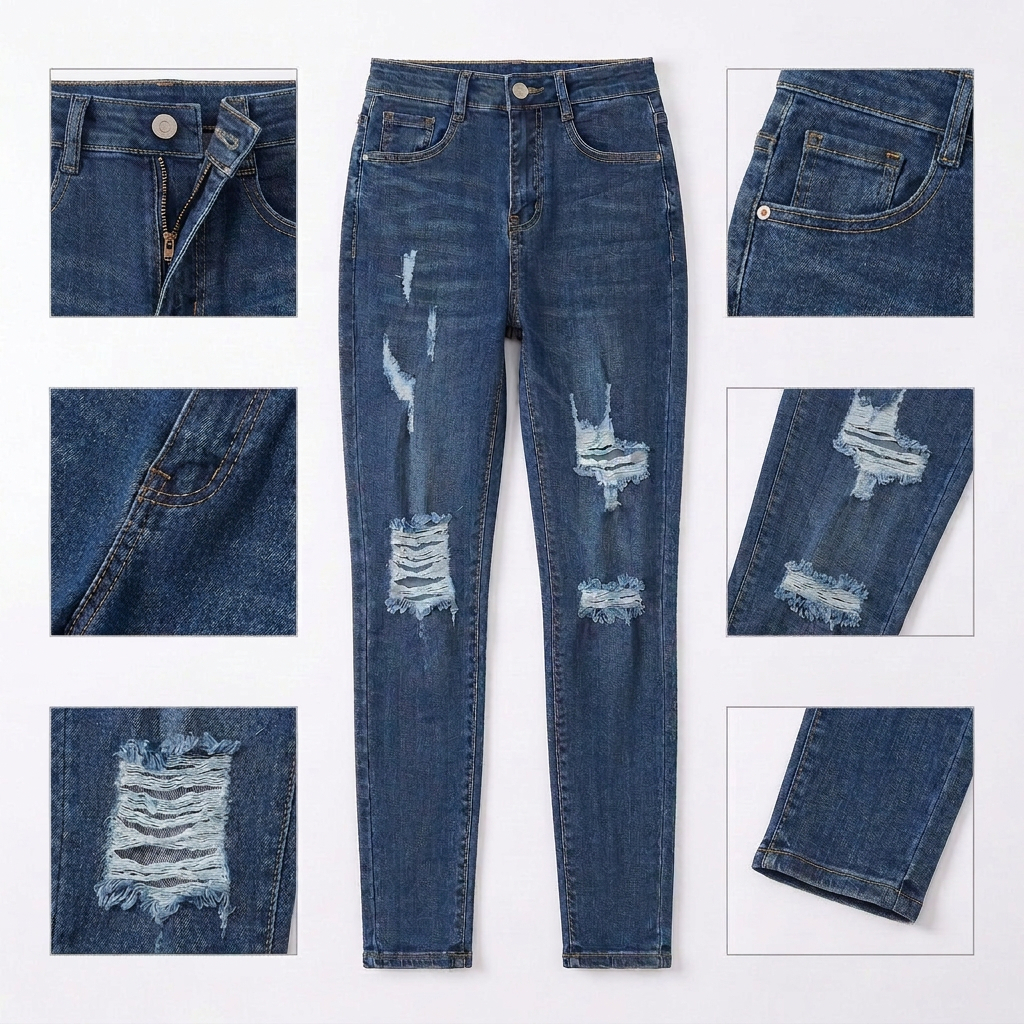 Quần jean nữ skinny LOREN wash rách B51044