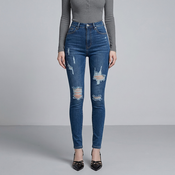 Quần jean nữ skinny LOREN wash rách B51044