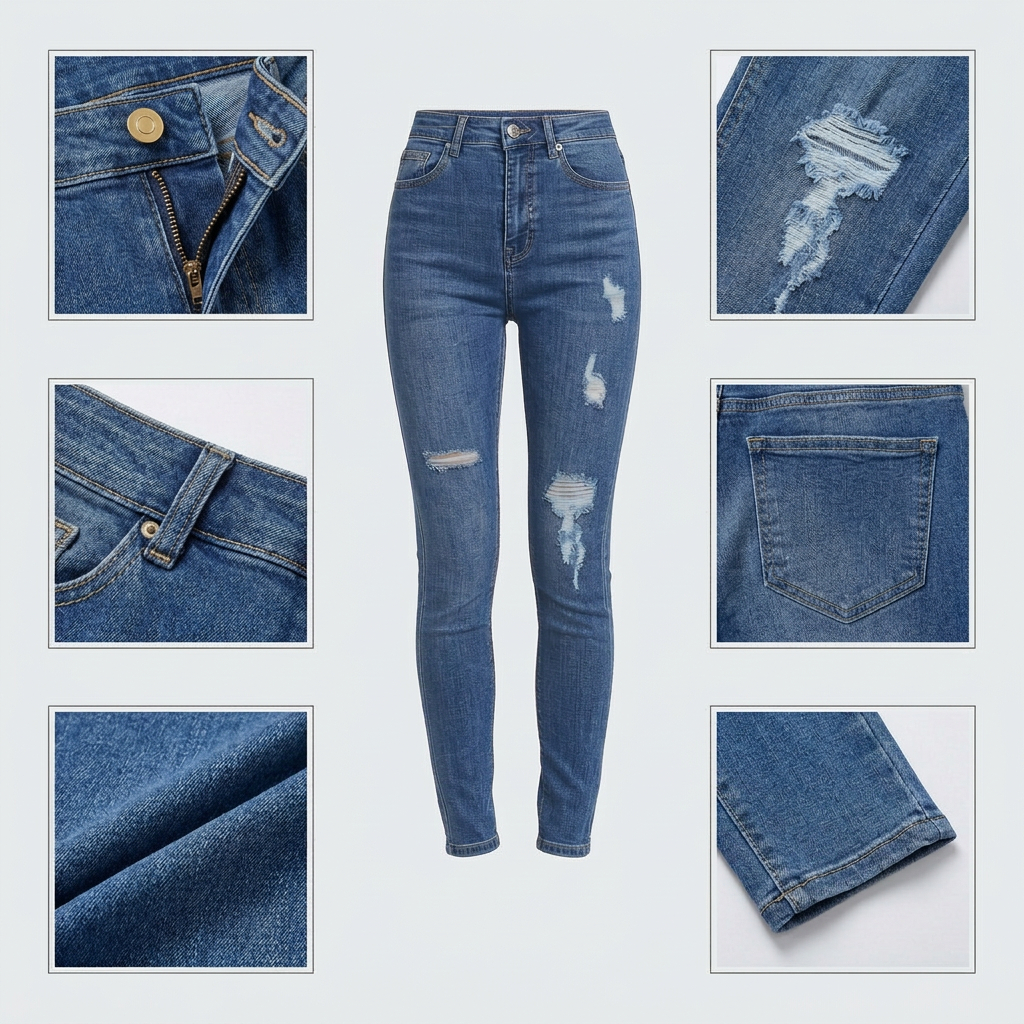 Quần jean nữ skinny LOREN wash rách gối B51045