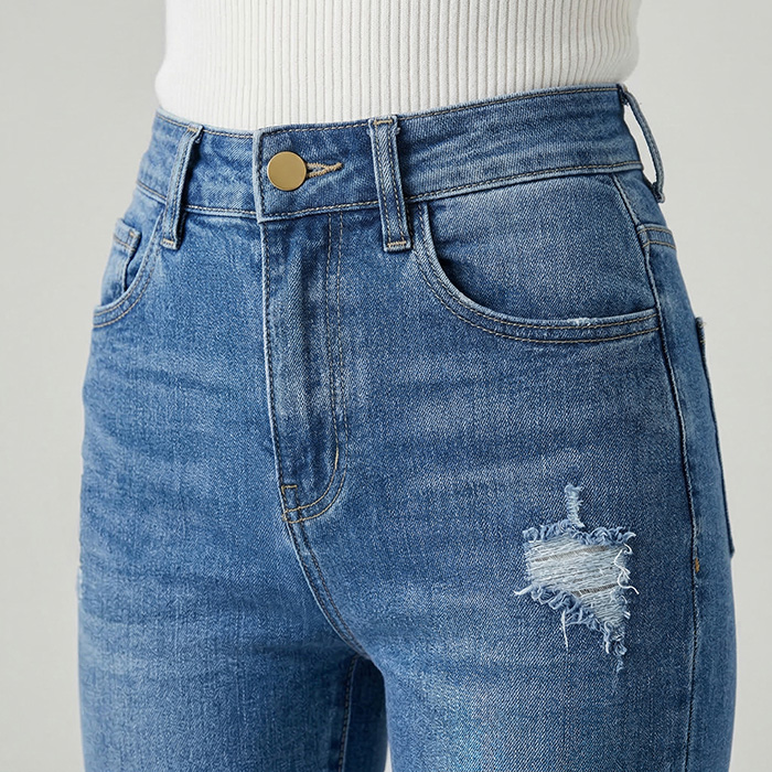 Quần jean nữ skinny LOREN wash rách gối B51045