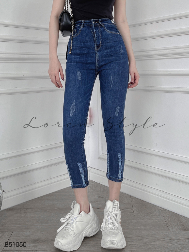 Quần jean nữ skinny LOREN lửng wash lai B51050