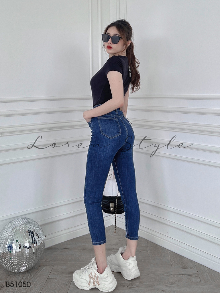 Quần jean nữ skinny LOREN lửng wash lai B51050