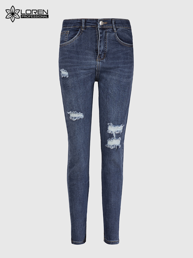 Quần jean nữ skinny LOREN lửng rách gối B51051