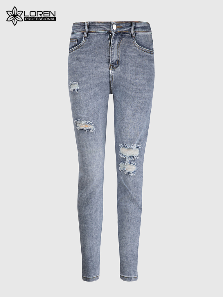 Quần jean nữ skinny LOREN lửng rách gối B51051