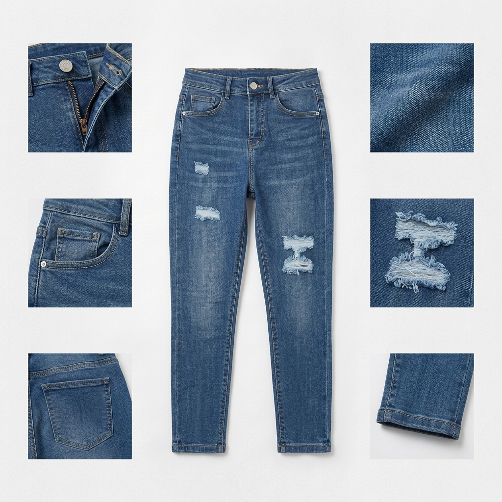 Quần jean nữ skinny LOREN lửng rách gối B51051