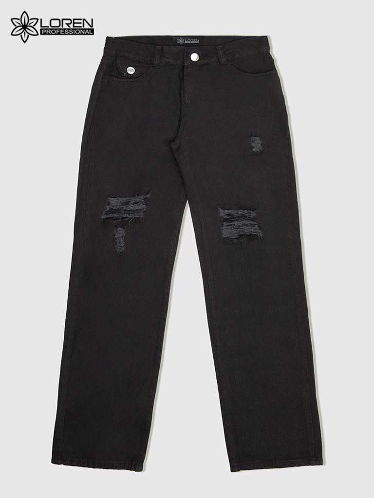 Quần jean nữ LOREN ống rộng rách B51061