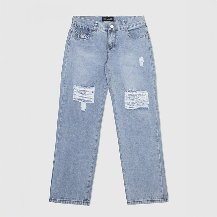 Quần jean nữ LOREN ống rộng rách B51061