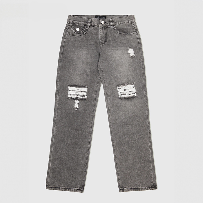 Quần jean nữ LOREN ống rộng rách B51061